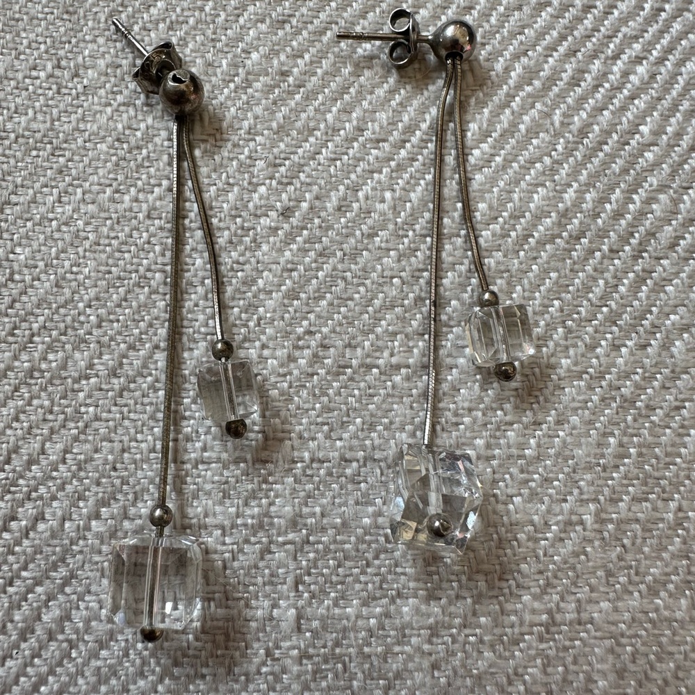 Bundle of Two sets of Elegant 925 Silver Dangle Earrings.